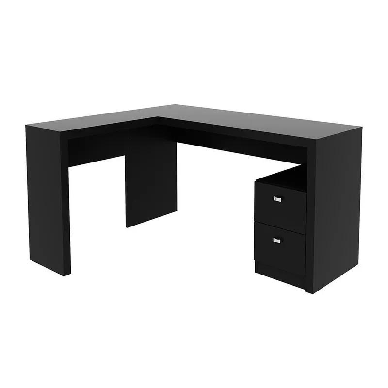 Escrivaninha Gran Belo Home Office, Com 2 Gavetas, Para Escritório, MDP, Preto - ME4129