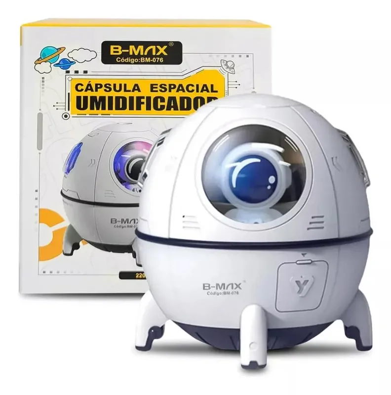 Umidificador Difusor De Ar B Max, Astronauta Nave Espacial, Com LED, USB