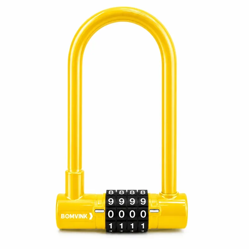 Cadeado Tranca U Senha Antifurto Bicicleta Moto Bike 9x14cm Cor:amarelo