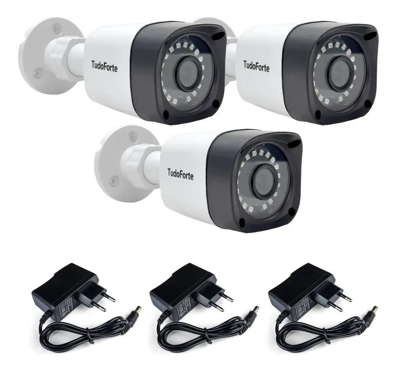 Kit 5 Câmeras De Segurança, FULL HD, 1080p 2mp, Bullet, 20 Metros, Infravermelho, Lente 2.8mm
