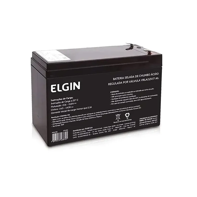 Bateria Selada De Chumbo Vrla 12v 7ah - Elgin