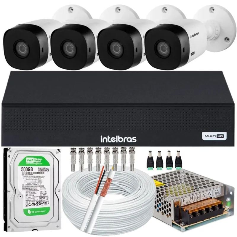 Kit 4 Câmeras Intelbras VHL 1120B HD + DVR DE 8CH, 1008-C
