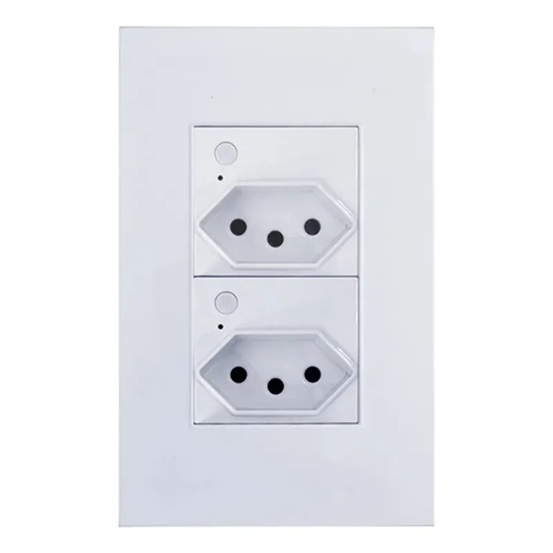 Tomada Dupla 10a Inteligente Com Botão Manual Compátivel Com Alexa E Google Home