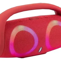 Caixa De Som Portátil Amplificador Bluetooth Booms Com Alça Cor Vermelho