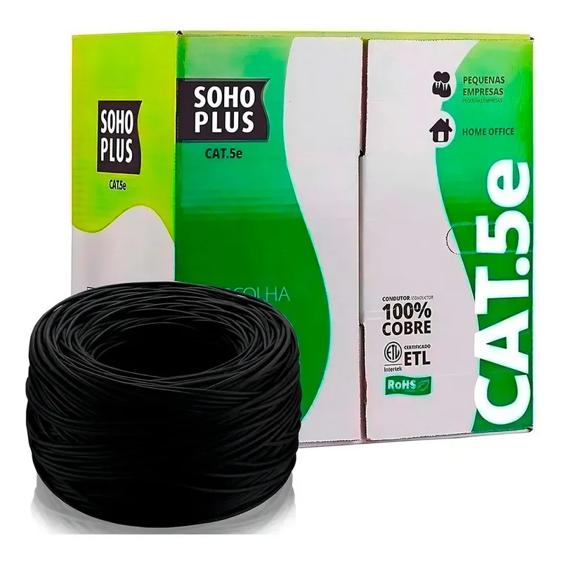 Cabo de Rede CAT.5e Furukawa SOHOPLUS, 305 Metros, Preto - 23200100