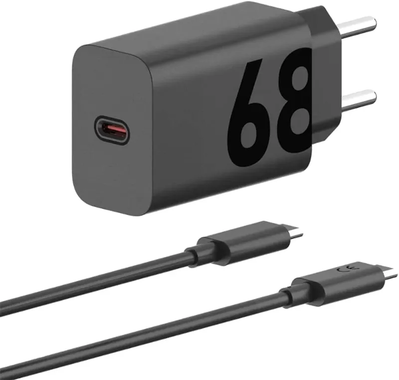 Carregador De Parede Turbo Power 68w, Cabo 1 Metro, Porta Usb-c, Cabo Usb-c