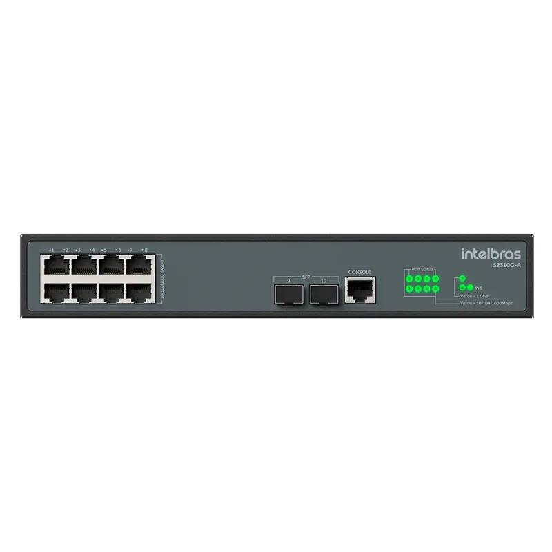 Switch Gerenciavel 8 Portas Giga + 2 Portas Sfp 1000 Base-x S 2310g-a - Intelbras