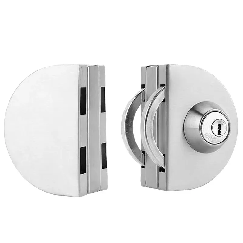 Fechadura Sobrepor Porta Vidro Madeira Pressão Inox Redonda - Ms-01