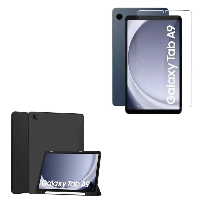Kit Capa Giratória + Película De Vidro Para Samsung Galaxy Tab A9 8.7''