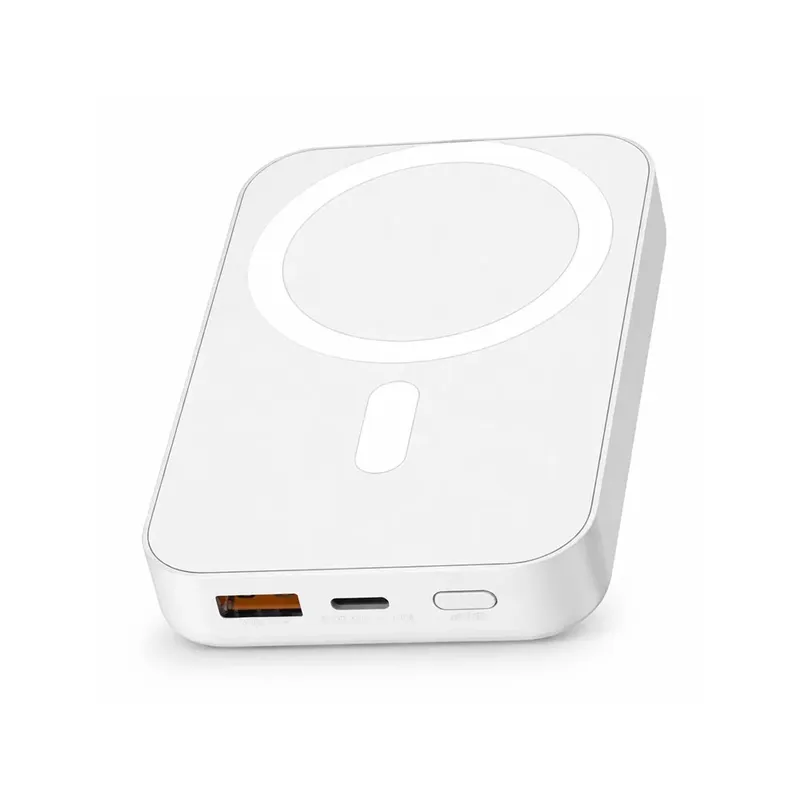 Carregador Magnético Portátil Power Bank Indução 10000mah Branco