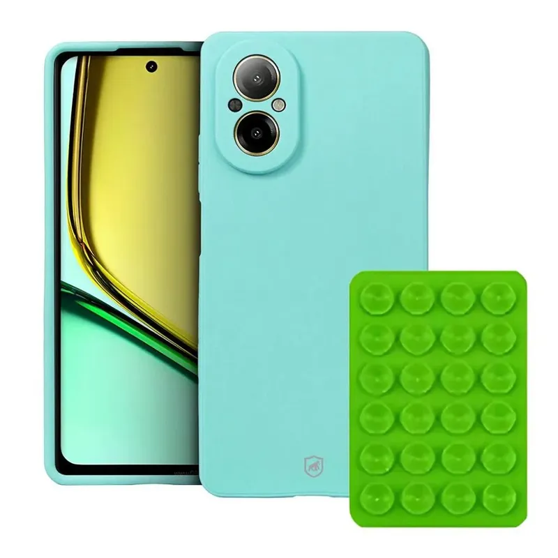 Kit Capa Silicon Veloz Para Realme C67 + Ventosa - Verde - Gshield