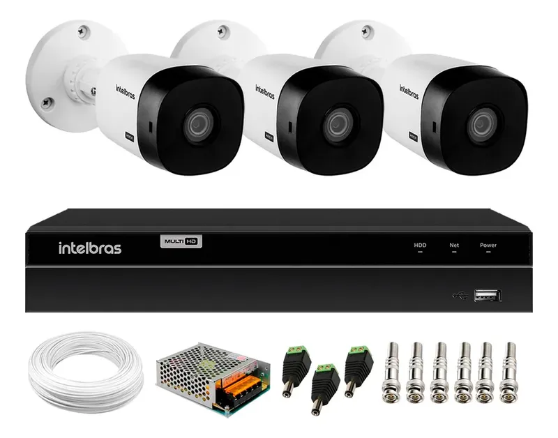Kit 2 Câmeras Segurança Vhl 1220 B, Full Hd 1080p, Dvr Inteligente Intelbras Mhdx 1204, 4 Canais