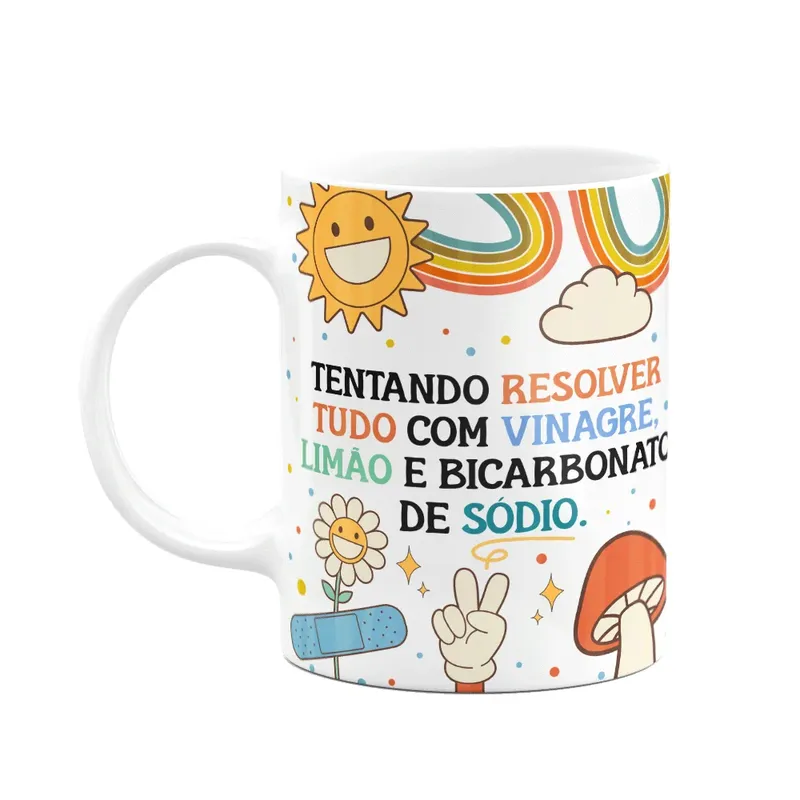 Caneca Divertida Vibes, Tentando Resolver Tudo