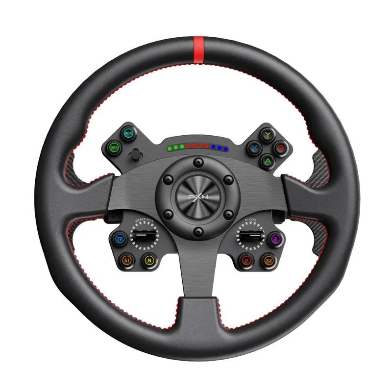 Volante Gamer Pxn W Cs R2 Alumínio Fibra De Carbono 13 Botões E LEDs RGB
