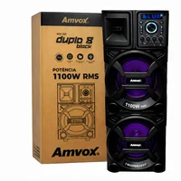 Caixa De Som Amplificada Aca 1101 Black Duplo 8, Led Tws 1100w, bivolt