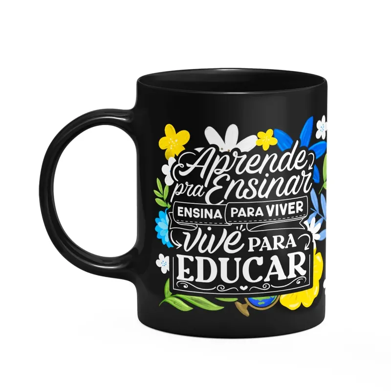Caneca Professora - Vive Para Educar - Preta M3