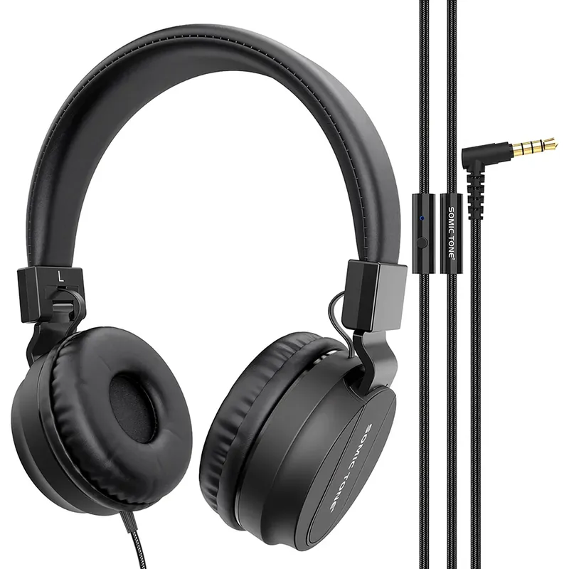 Fone De Ouvido Com Fio Estereo Reforçado Somic Tone St900 Cor Preto
