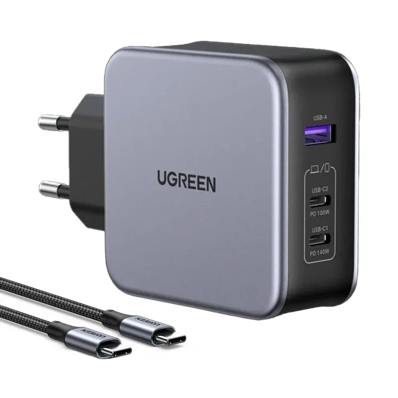 Carregador De Parede Ugreen, USB A/c 140w P/android Ios, Preto