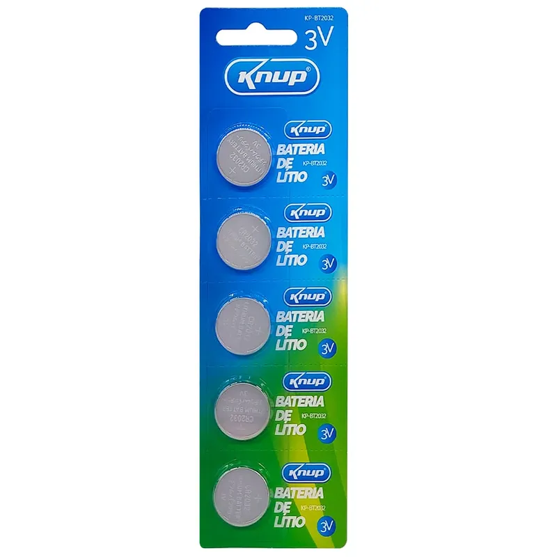 Bateria Lítio Knup, Cr2032, 3v, Blister, C/ 5 Unidades - Kp-bt2032