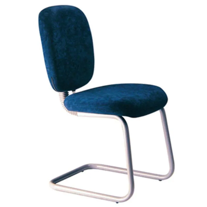 Poltrona Design Office Móveis Executiva, Com Braços E Base Fixa Em S, Linha Lombar, Azul
