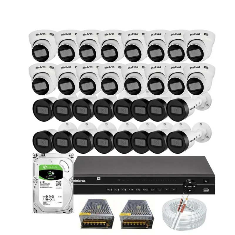 Kit 32 Câmeras Intelbras Vhd 1130 30m Dvr Mhdx 1232 Hd 3TB