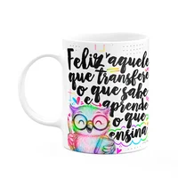 Caneca Professor Coruja - Feliz Aquele Que Ensina - M-colors