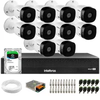 Kit 10 Câmeras Intelbras Vhl 1220b Full Hd Visão Noturna 20m Dvr Mhdx 3116c 16 Canais Hd Skyhawk 2TB