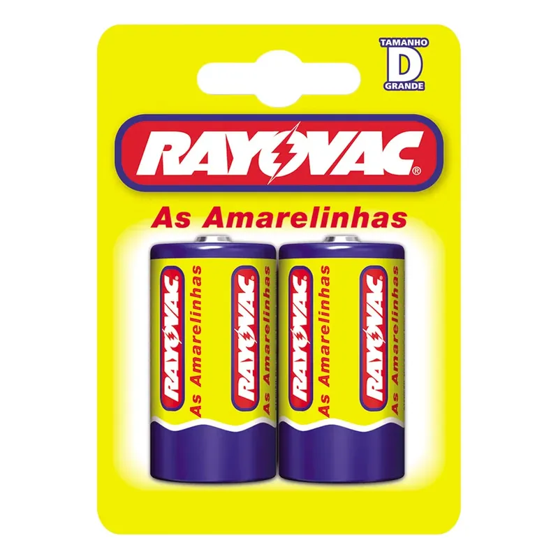 Blister 2 Pilhas Comum D2 Rayovac Amarelinha Grande - 10298
