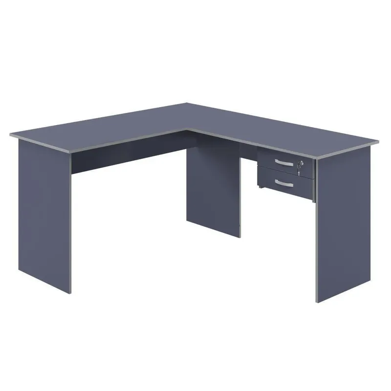 Mesa Em L Com Gaveta Mantel Branco