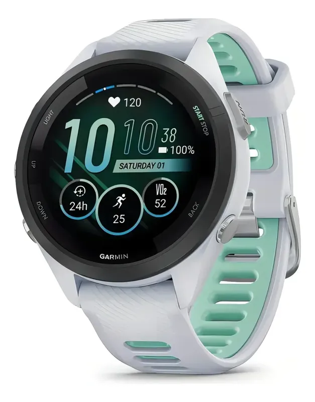 Smartwatch Garmin Forerunner 265s Sport Branco, Tela 1.1", Caixa 42mm, Pulseira Silicone, Gps, Bluetooth, Nfc