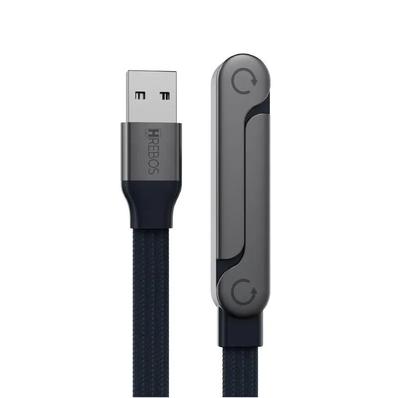 Cabo Usb Tipo C 90º Turbo Ultra Rápido 100w 1,5m C/suporte