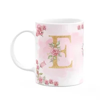 Caneca Floral Mães - Inicial Do Nome Letra E - 325ml
