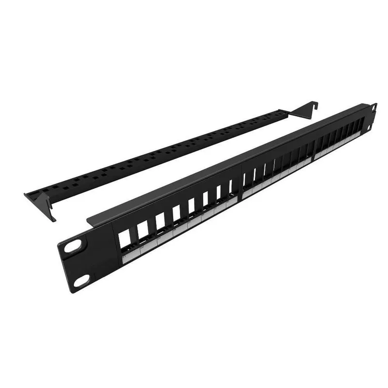 Patch Panel Descarregado, 24 Portas CAT6 /CAT5e RJ45 Com Guia