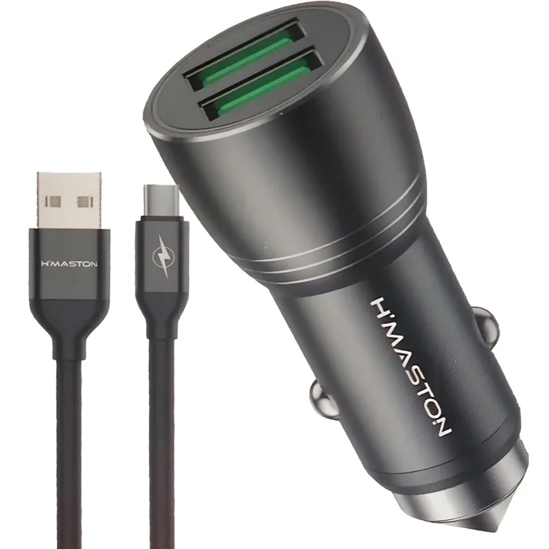 Carregador Veicular 2 Usb Tipo C Rápido 4.8a Poderoso