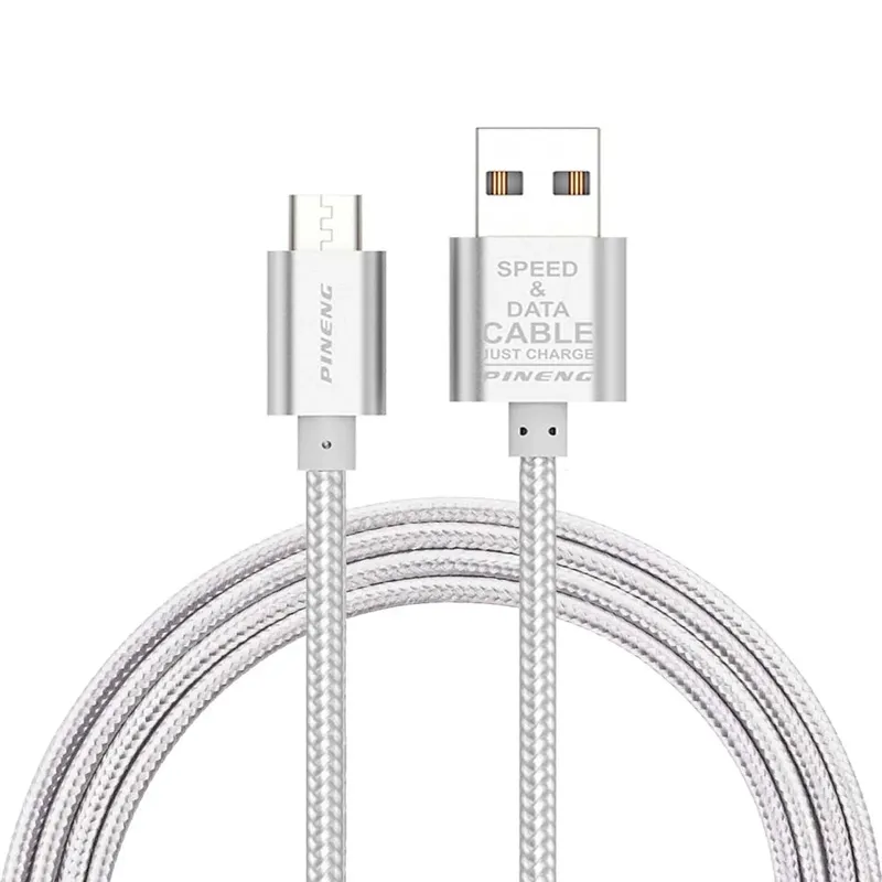 Cabo Carregador Pineng Fast Celular Android Micro Usb V8 Nylon 1,5m Transfere Dados E Carrega Rapido