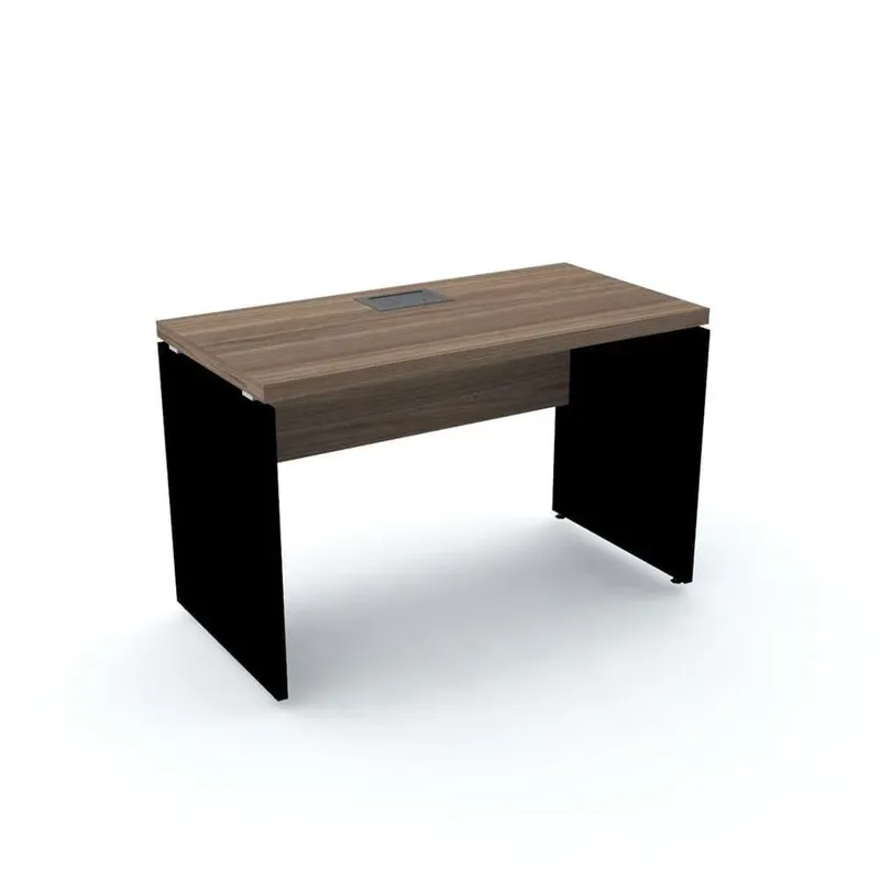Mesa De Escritório Pé Painel Pe40 Em Mdp 150 X 70 Cm Base Preta Noce Naturalle Base Preta