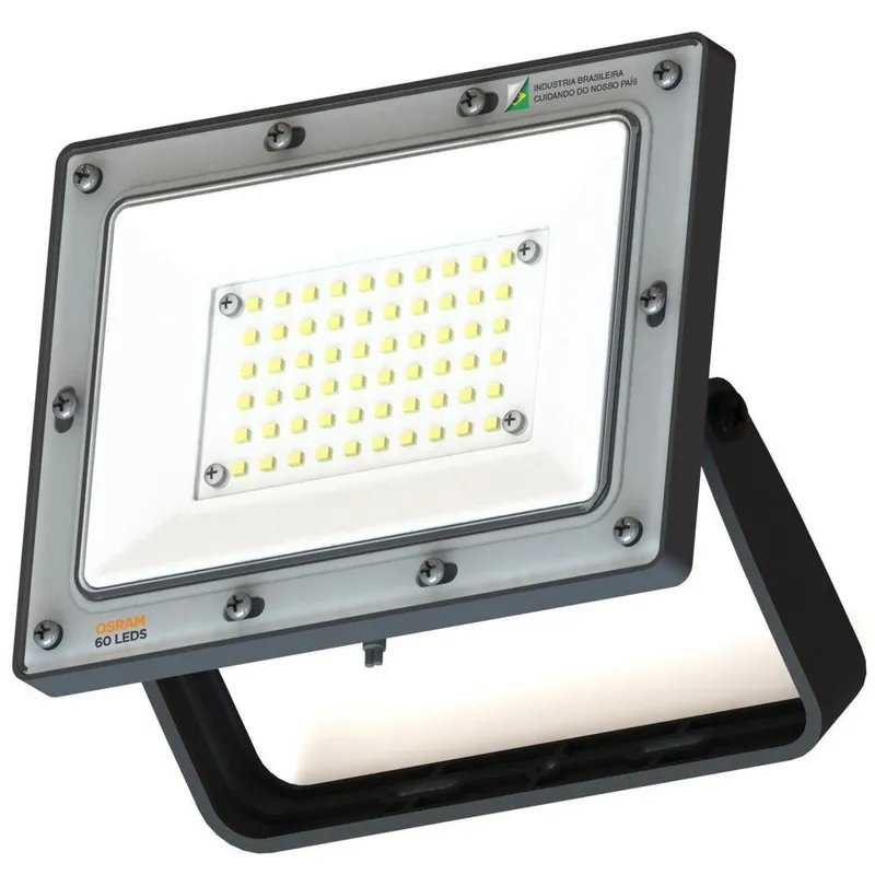 Refletor 50w LED Osram 4500lm Bivolt Ip66 Slim 6500k Resistente A Agua