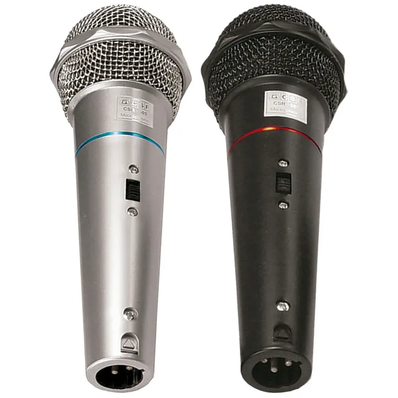 Microfone Duplo com Fio Csr-505, 3m, 1 Preto E 1 Prata