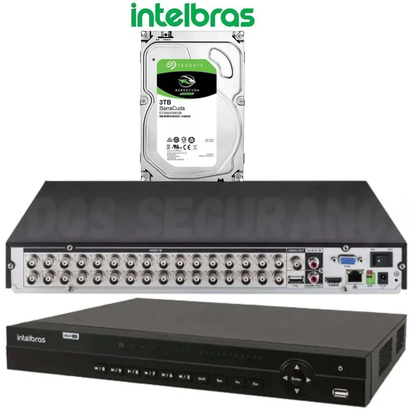 Gravador De Vídeo Intelbras Mhdx 1232, 32 Canais + HD 3TB - Para Câmeras De Segurança