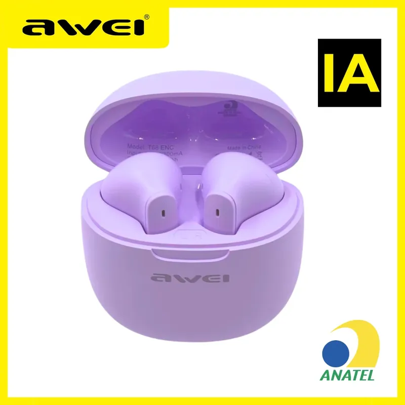 Fone Ouvido Bluetooth T68 Tradutor simultânea IA +de 50 idiomas Reduçao Ruido mais liberdade Viagens