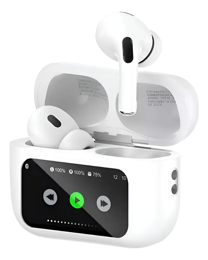 Fone De Ouvido Bluetooth Com Tela Touch, Branco