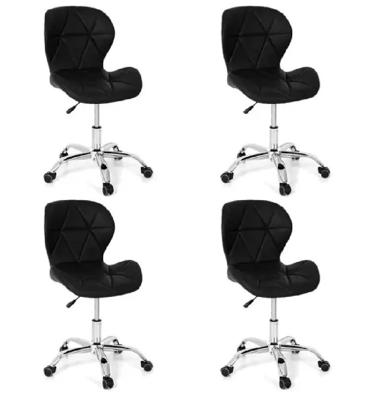 Kit 02 Cadeiras Office Nobrand Eiffel Slim Ajustável Base Giratória, Rosa