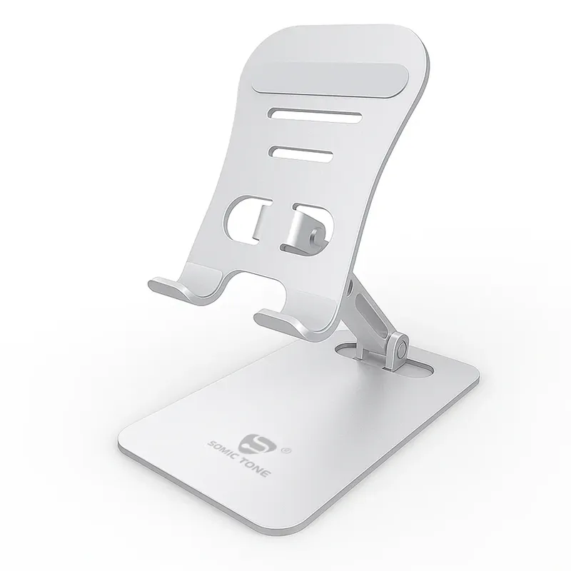 Suporte De Mesa Para Celular E Tablet Somic Tone Em Alumínio Prata