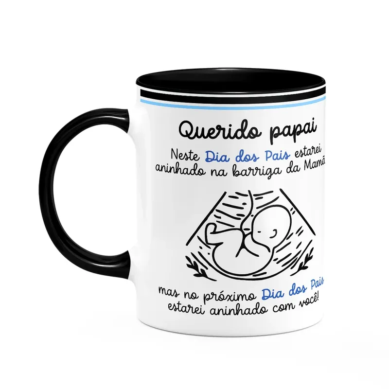 Caneca Dos Pais - Querido Futuro Papai De Menino - D-black