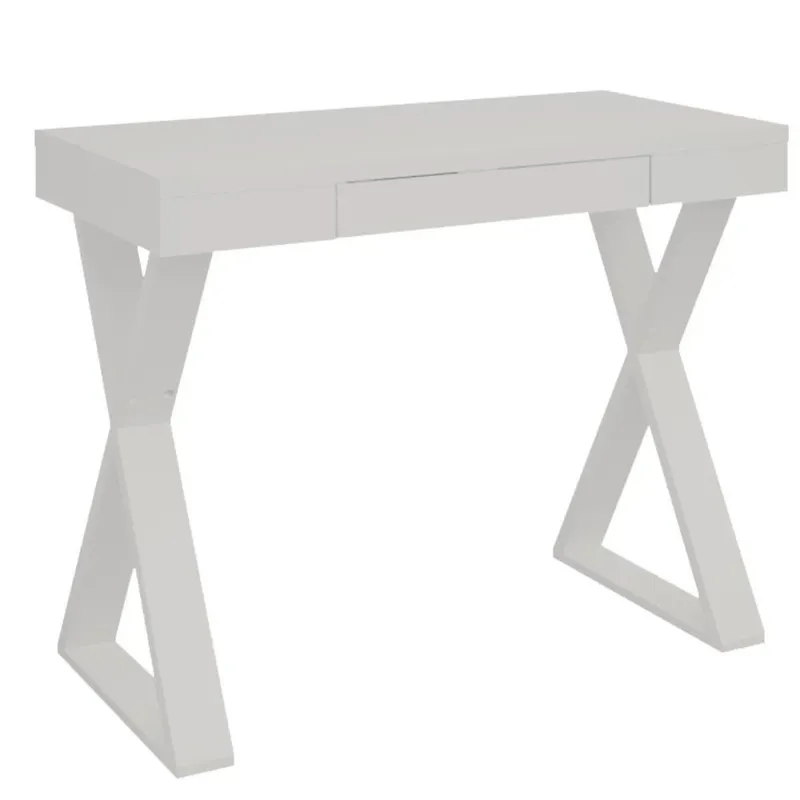Mesa Para Escritório Escrivaninha Due Web Nogal A02 Branco - Lyam Decor
