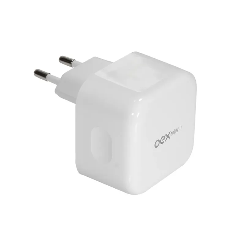 Carregador Oex Cg208 Com 2 Entradas Tipo C Bivolt 35w, Branco