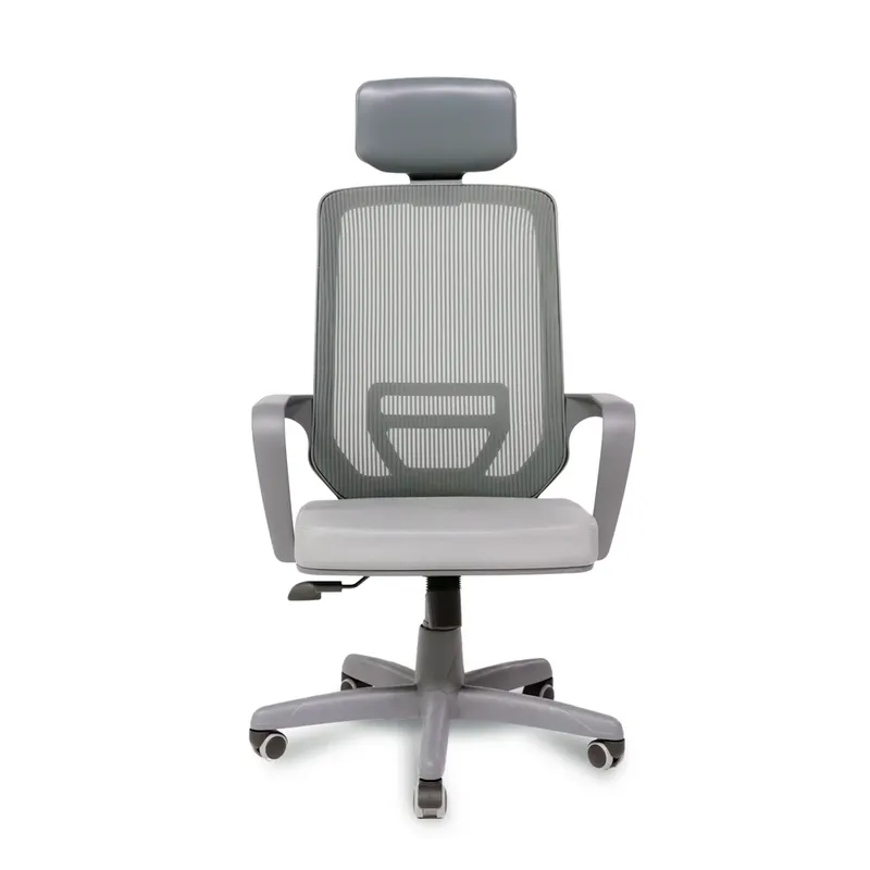 Cadeira Escritório Presidente Adrix Plaxmetal Relaxsystem, Estrutura Grafite, Encosto, Tela E Assento Poliester, Cinza