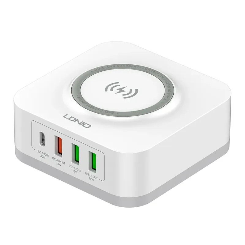 Carregador Mesa Ldnio Qc3.0 Pd 32w Usba/c Sem Fio Rápido