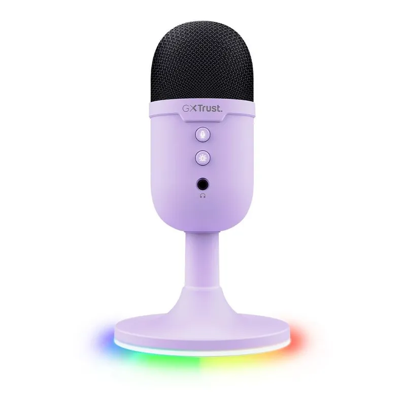 Microfone Gamer GXTrust 234P Yunix RGB, USB Compacto, Setup Purple, Roxo - 25375