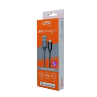 Cabo Lightning Oex Ce101 Em Nylon Trançado 1.5 Metro Cinza